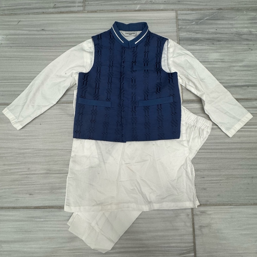 Kids Pakistani designer sapphire 3 piece shalwar kameez set